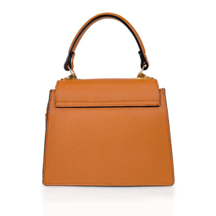 Borsa Donna in vera pelle Made in Italy colore Marrone dimensioni cm 22x17x10