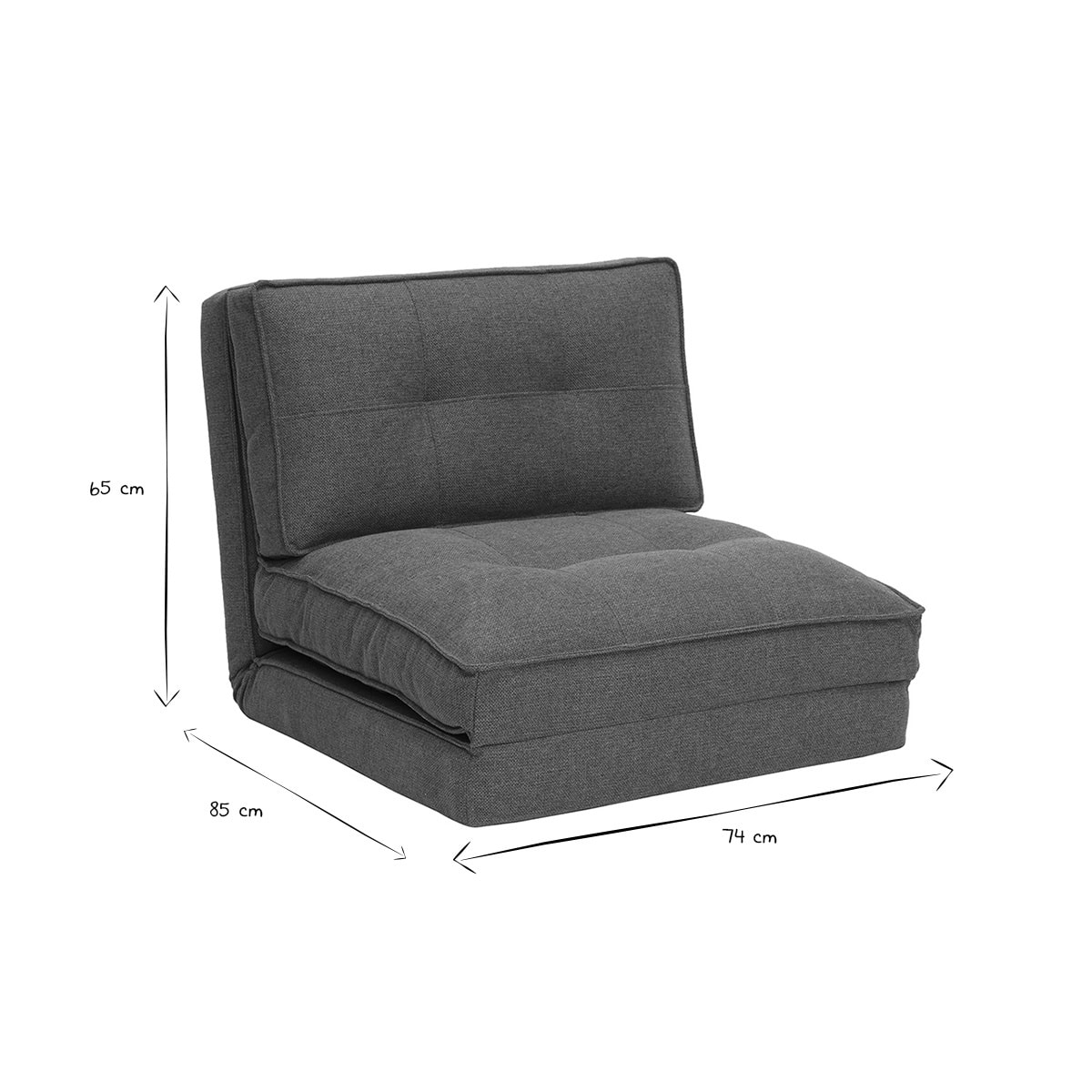 Chauffeuse 1 place convertible en tissu vert kaki SALLY