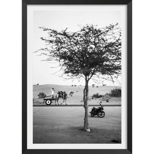 Poster photo paysage ""jaisalmer, rajasthan"" Affiche + cadre en bois - Noir