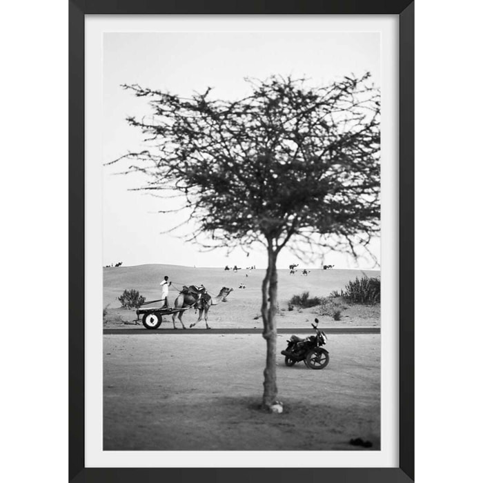 Poster photo paysage ""jaisalmer, rajasthan"" Affiche + cadre en bois - Noir
