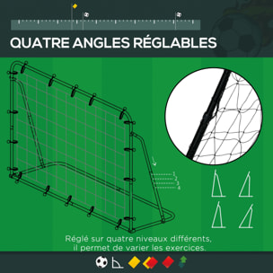 But de football cage de foot but futsal avec cible - dim. 213L x 150l x 100H cm - acier PE noir