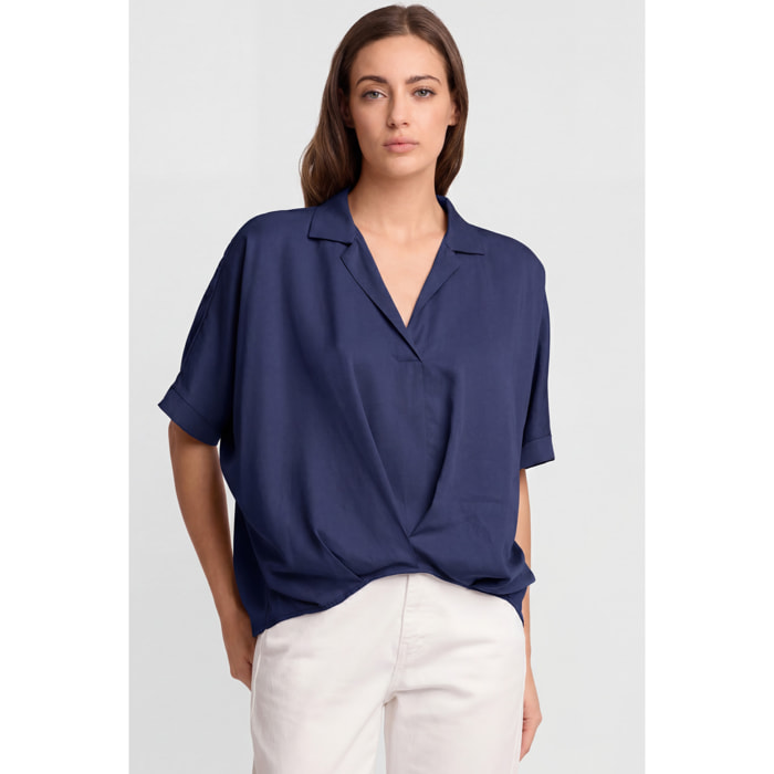 Kocca - Blusa a portafoglio Donna, Tinta unita, Scollo a V