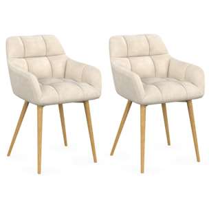 Chaises Bubble bouclette crème pieds effet bois - lot de 2