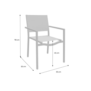 Lot de 4 chaises de jardins empilables en aluminium et textilène. anthracite