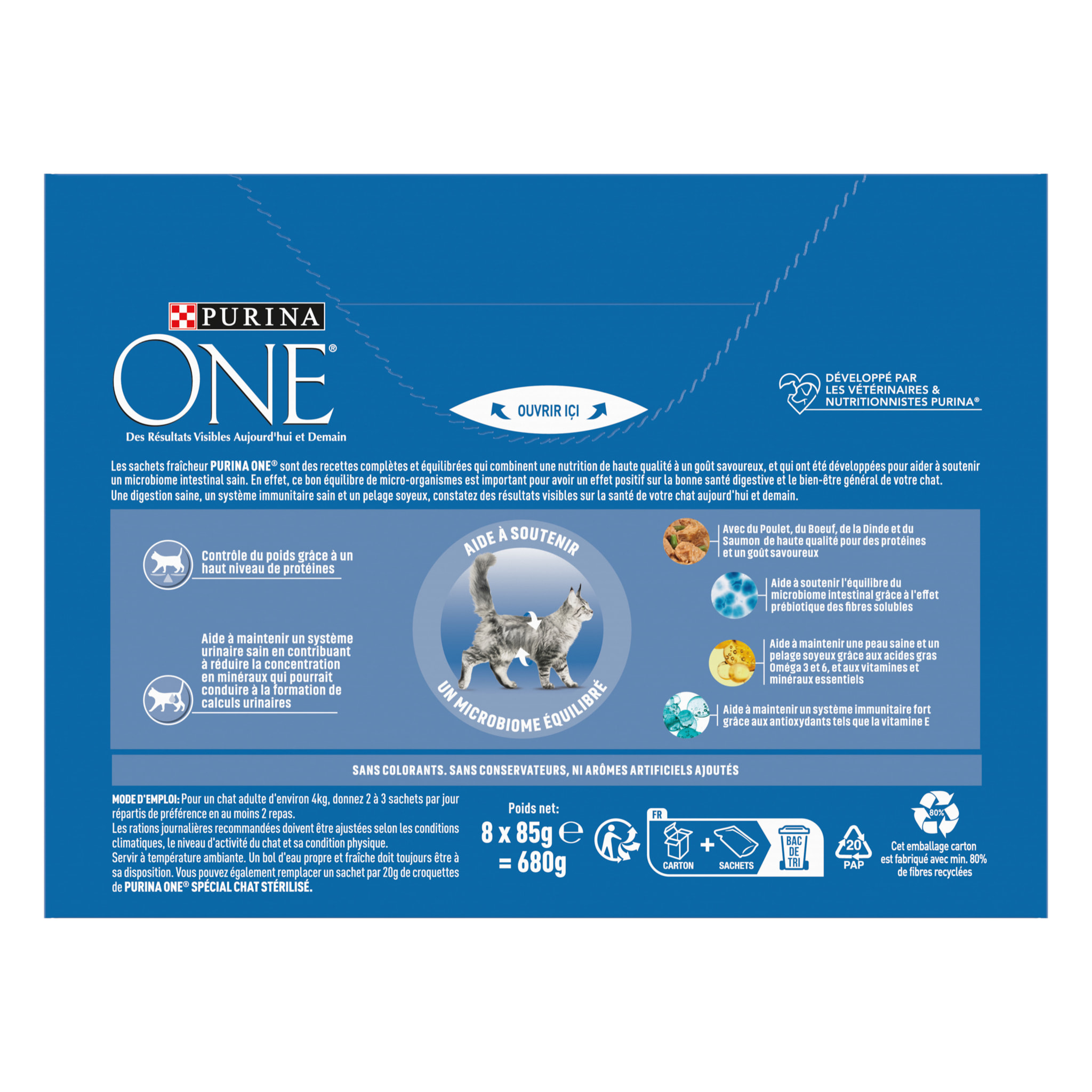 PURINA ONE Chat Stérilisé Multivariétés 8x85g - Lot de 10
