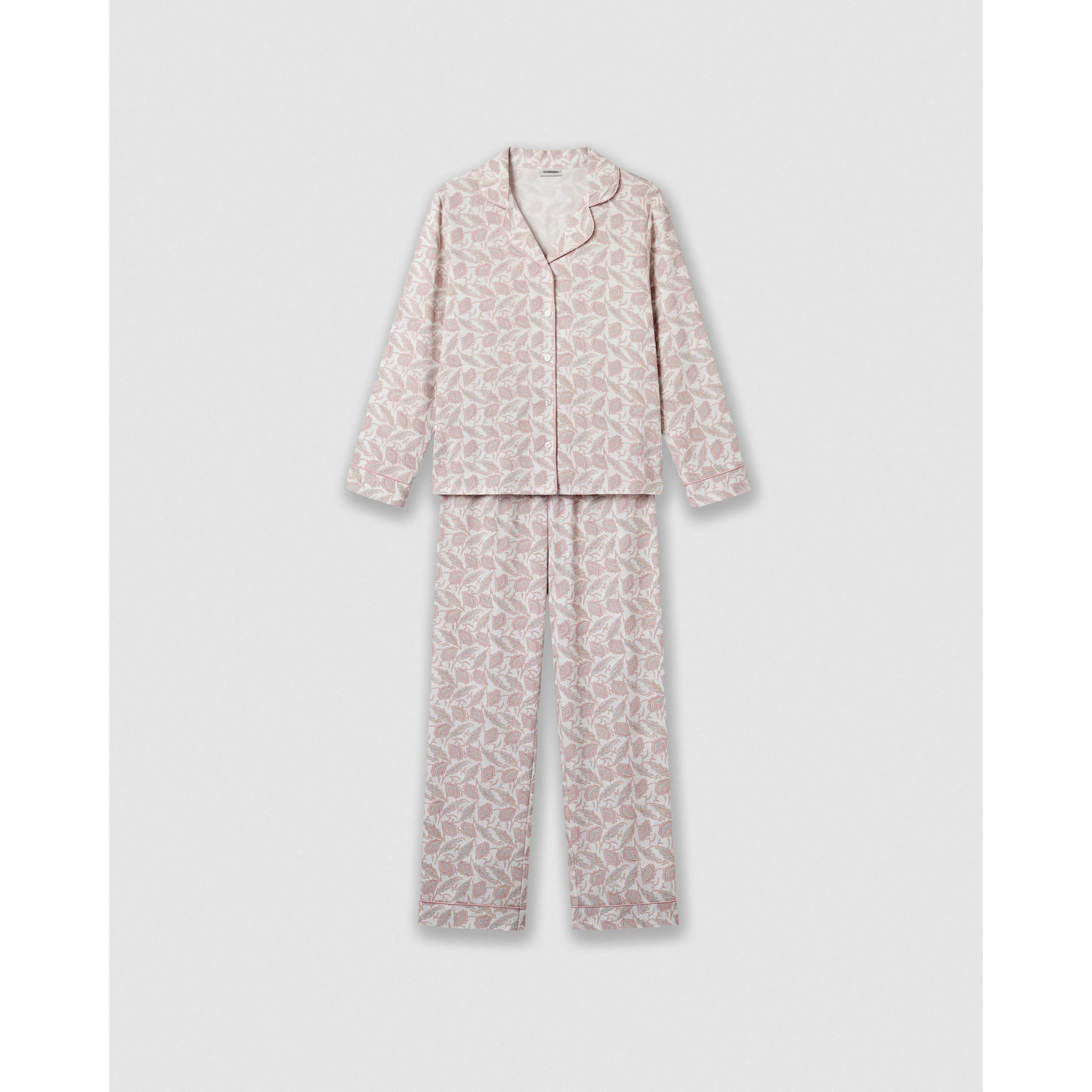 Pigiama lungo a camicia in viscosa solta rosa