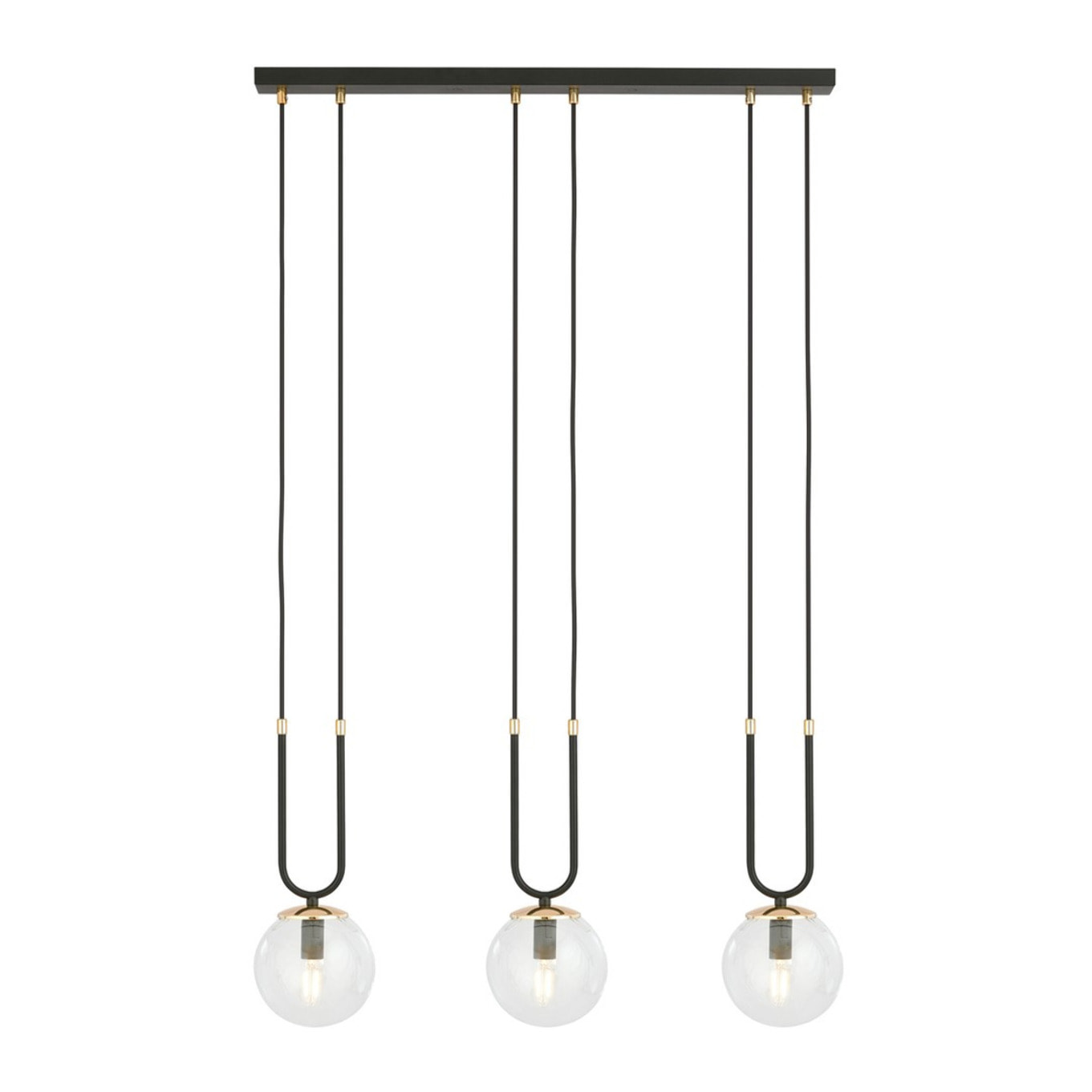Lampada a sospensione GLAM in acciaio nero opaco e vetro