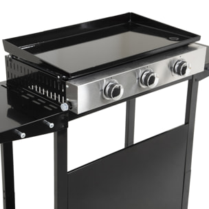 Plancha au gaz MÉRIDA 3 brûleurs + chariot