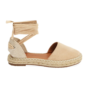 Alpargatas con cordones en microfibra beige
