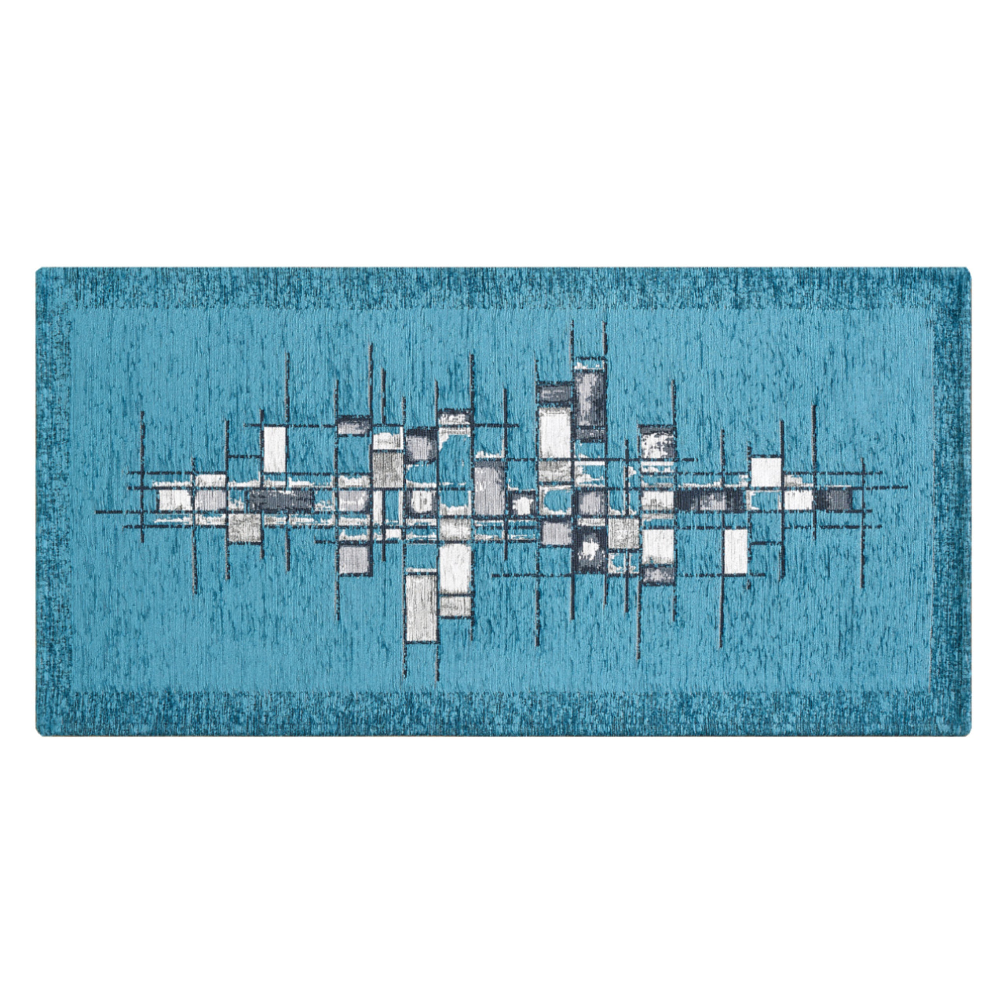 Tappeto Jacquard Ideale Cucina Ingresso Made In Italy Antiscivolo, Lavabile, Morbido Disegno Pixel Jeans By Suardi