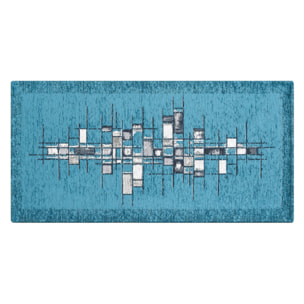 Tappeto Jacquard Ideale Cucina Ingresso Made In Italy Antiscivolo, Lavabile, Morbido Disegno Pixel Jeans By Suardi