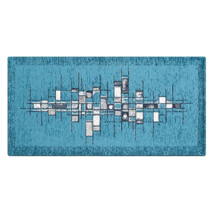 Tappeto Jacquard Ideale Cucina Ingresso Made In Italy Antiscivolo, Lavabile, Morbido Disegno Pixel Jeans By Suardi
