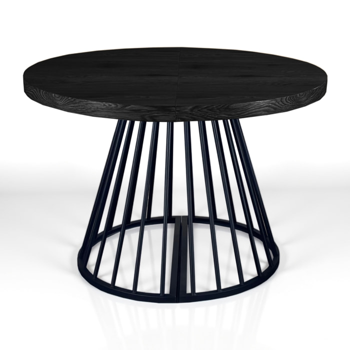 Table à manger ronde extensible Tomasucci FEAR, en MDF finition bois noir, 110 × 110 × 76,5 cm