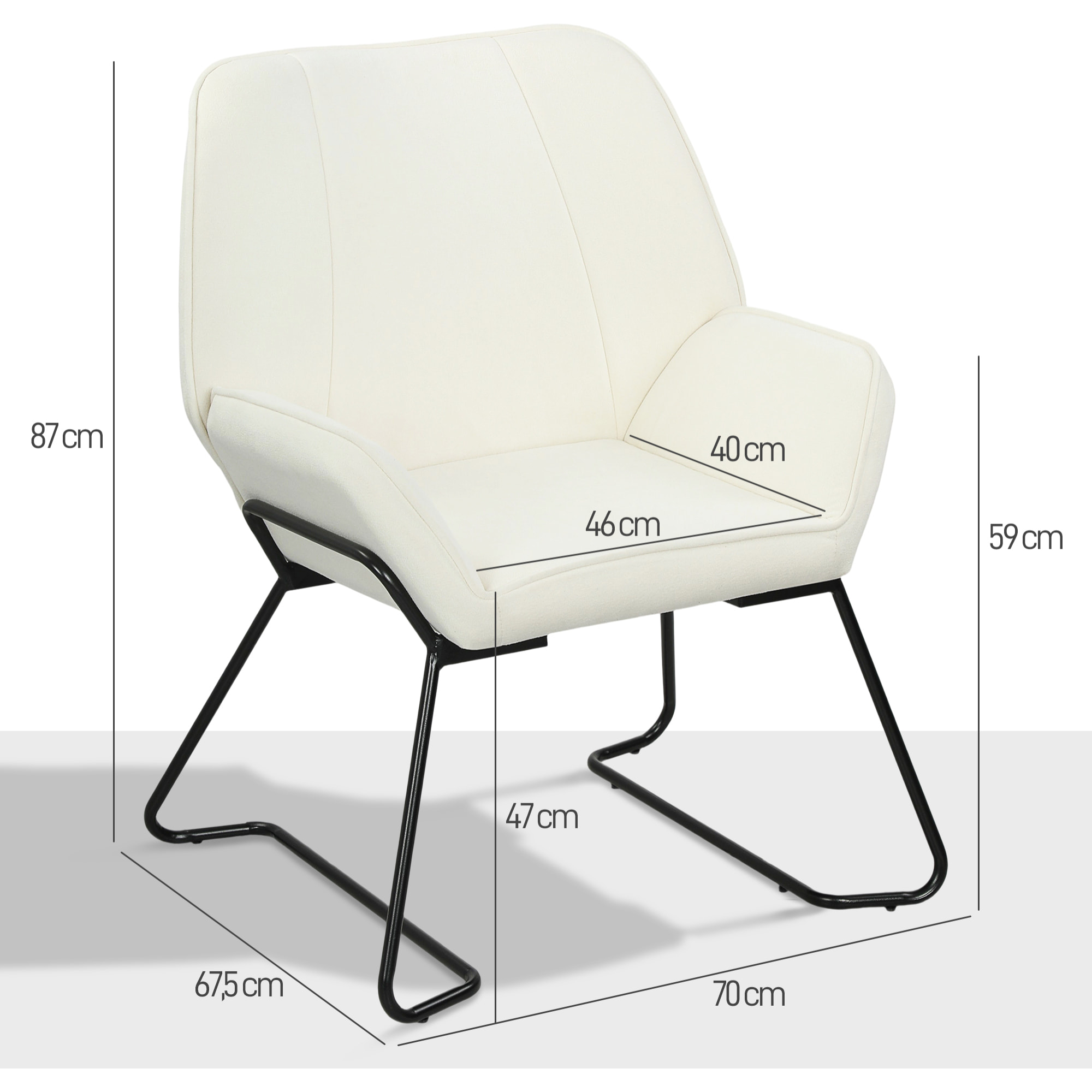 Butaca de Salón Moderna Sillón Lectura con Asiento Ancho y Acolchado Tapizado en Terciopelo Patas de Metal Sillón para Salón Sala de Estar Dormitorio Crema
