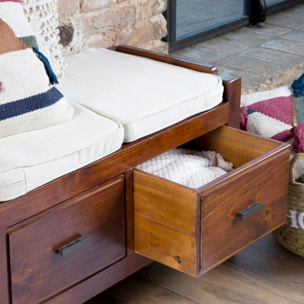 Banc Nest -bois massif, panneau de mdf et placage naturel-couleur teck 115 x 47 x 40 cm