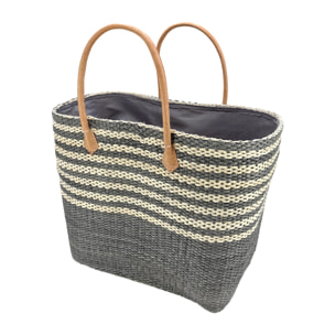 Panier artisanal de Madagascar - Amoroni GM Gris avec pochon