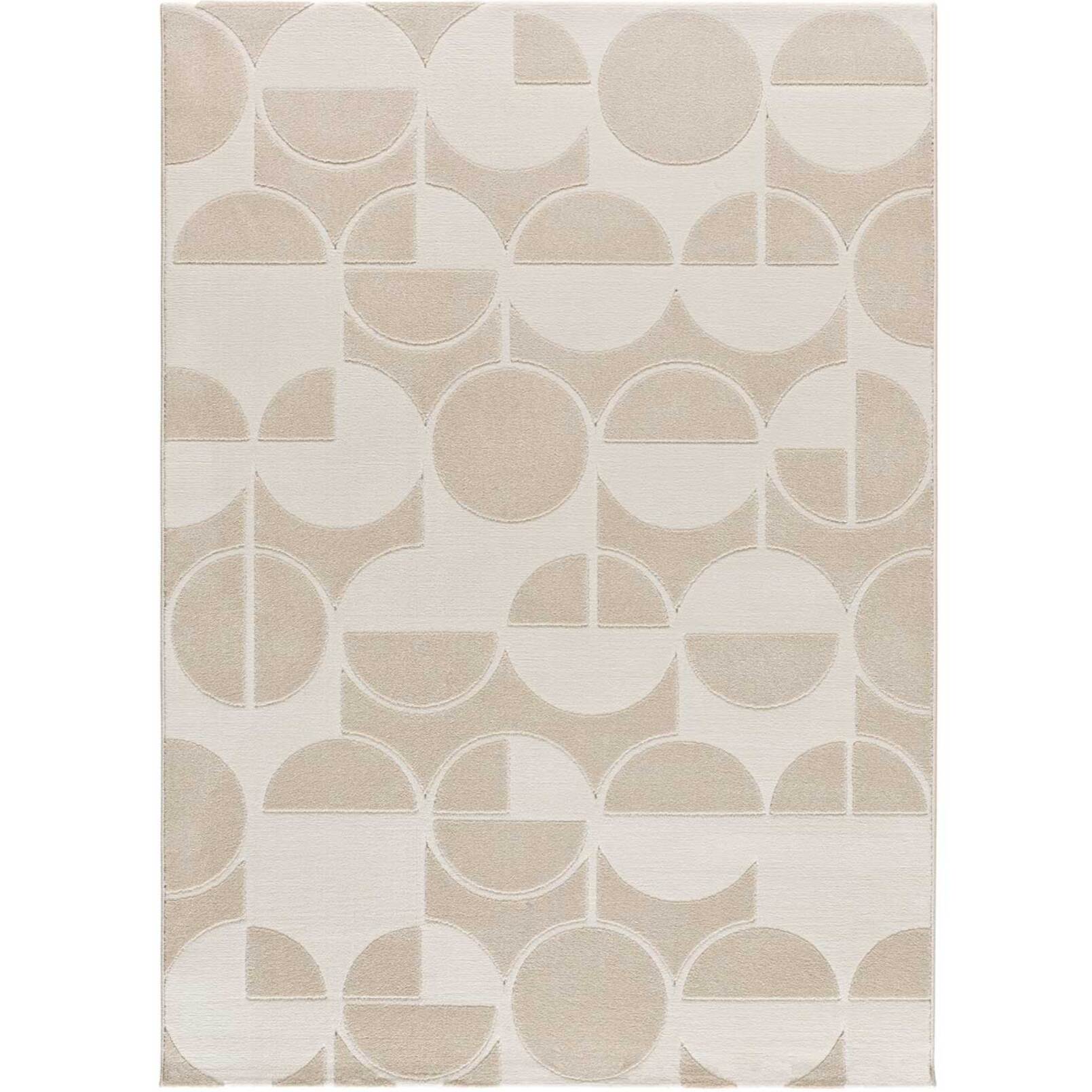 FLORA Alfombra geométrica con relieve en tonos blanco y beige, varias medidas disponibles