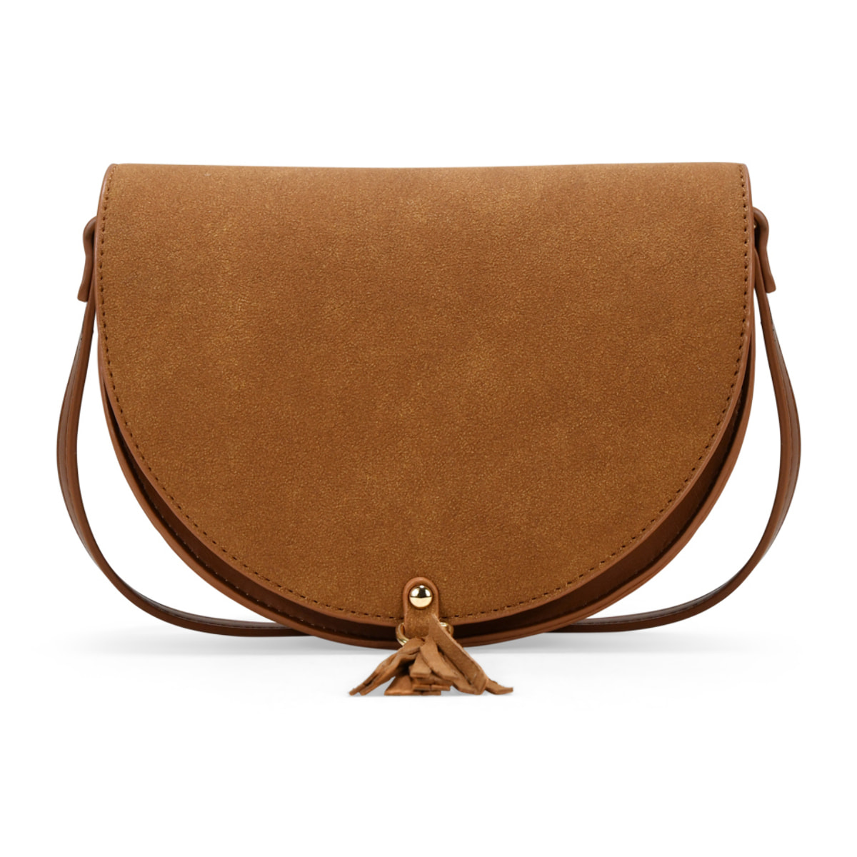 Bolso bandolera cuero con solapa y flecos