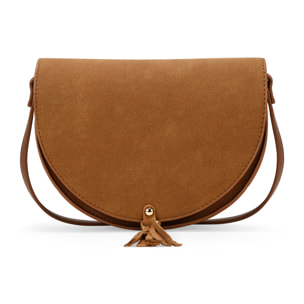 Bolso bandolera cuero con solapa y flecos