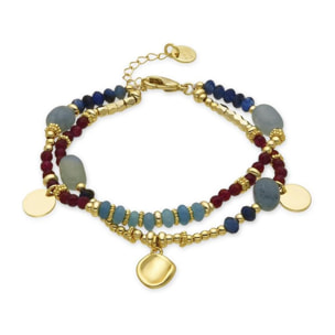 Pulsera con Cristal Multicolor acabado oro 18k