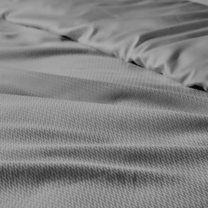 Housse de couette satin de coton motif jacquard anthracite Vibrato metal