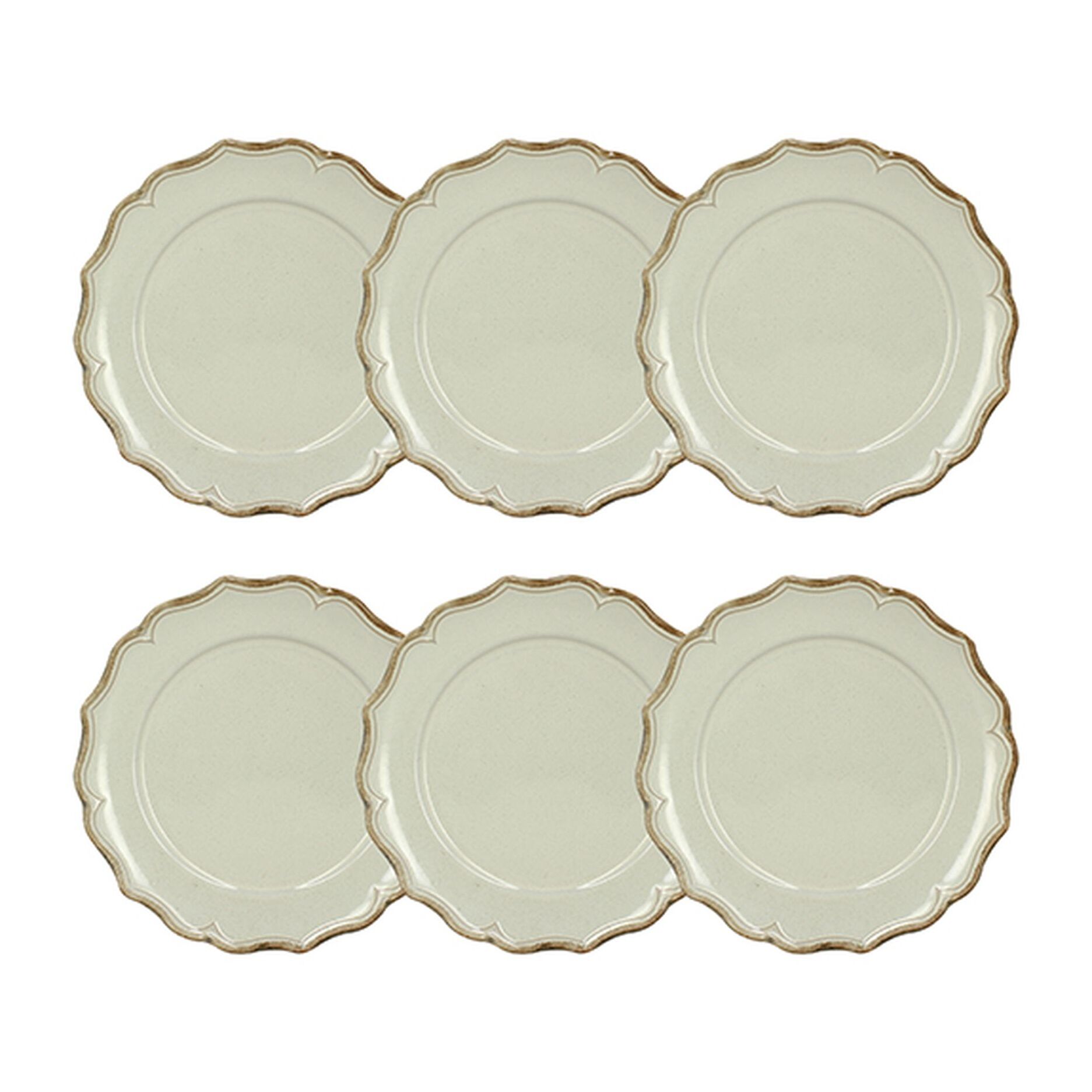 Lot de 6 assiettes plates 26,5cm en grès beige SIGNATURE