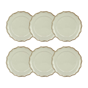 Lot de 6 assiettes plates 26,5cm en grès beige SIGNATURE