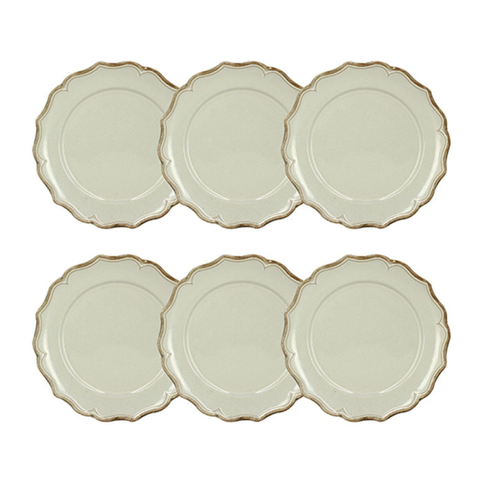 Lot de 6 assiettes plates 26,5cm en grès beige SIGNATURE
