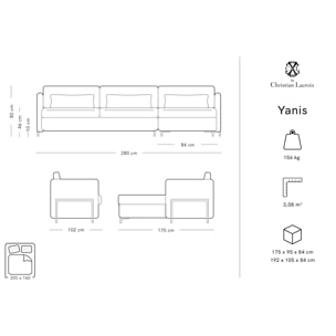 Canapé d'angle droit convertible "Yanis" 5 places en velours gris foncé