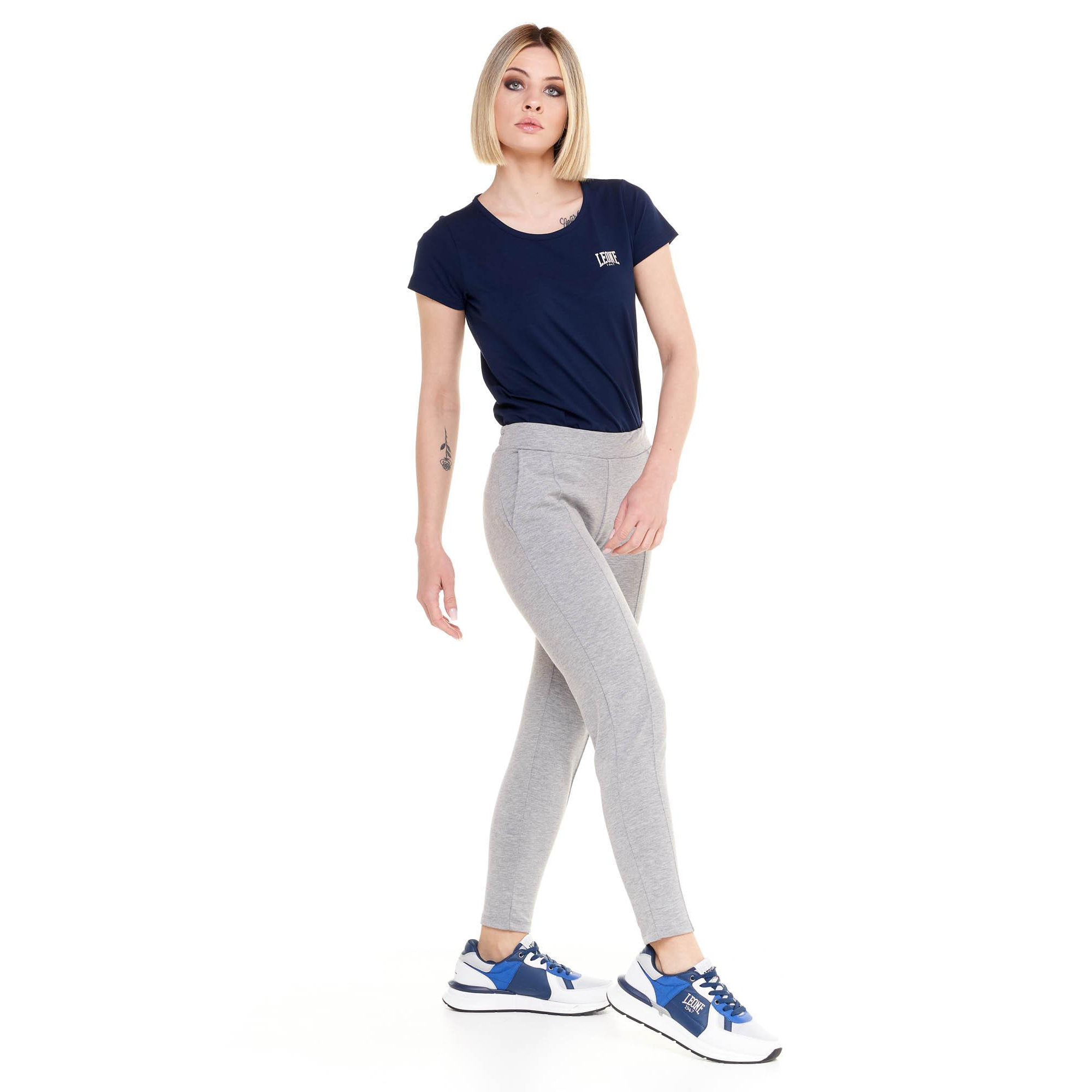 Pantalone donna dritto con piega in felpa Training