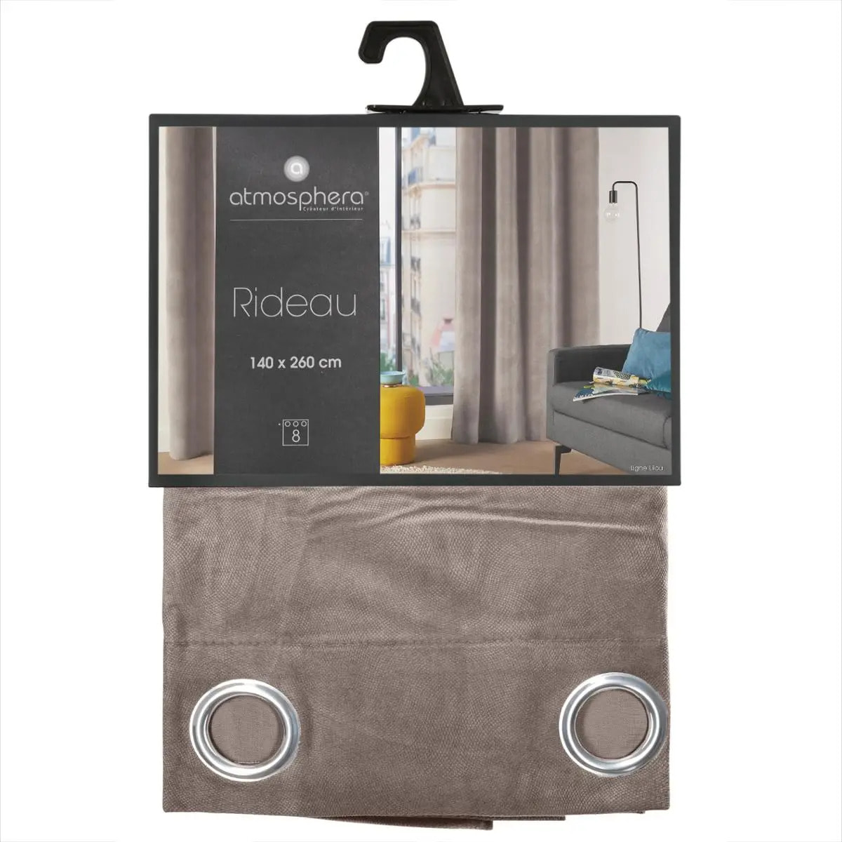 Rideau "Lilou" gris taupe 140x260cm