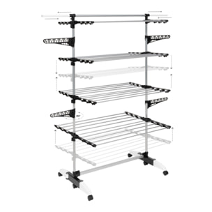 Séchoir Optima noir et blanc 4 niveaux - 40m d'étendage