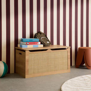 Coffre à jouets enfant décor bois et cannage BOHÈME