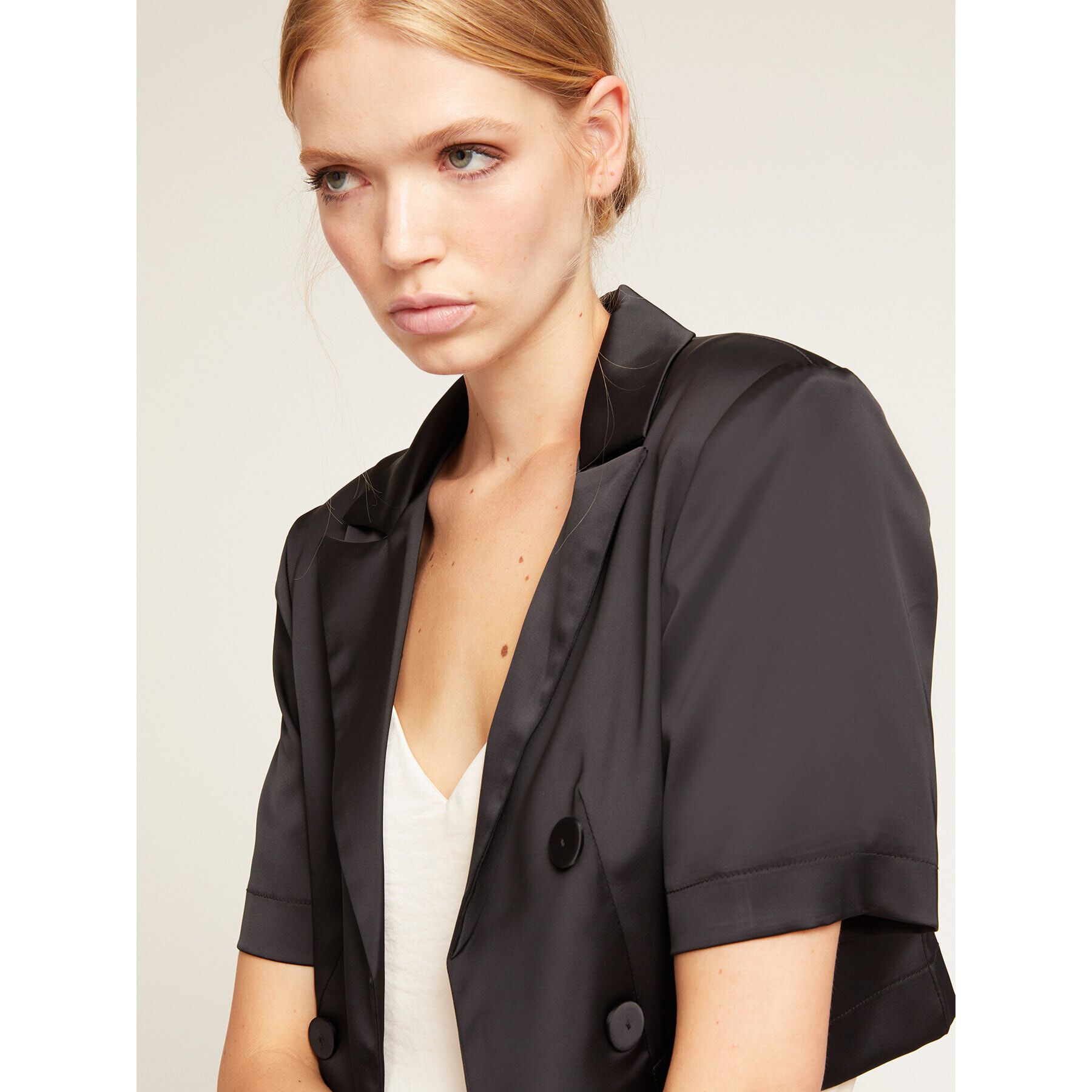 Motivi - Chaqueta spencer de raso - Negro