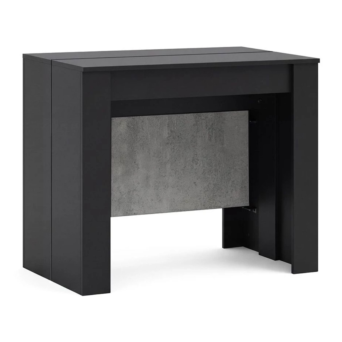 Mesa consola extensible en negro mate y gris cemento 50-235x90 cm Denis Negro Mate - Gris Cemento