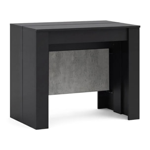 Mesa consola extensible en negro mate y gris cemento 50-235x90 cm Denis Negro Mate - Gris Cemento
