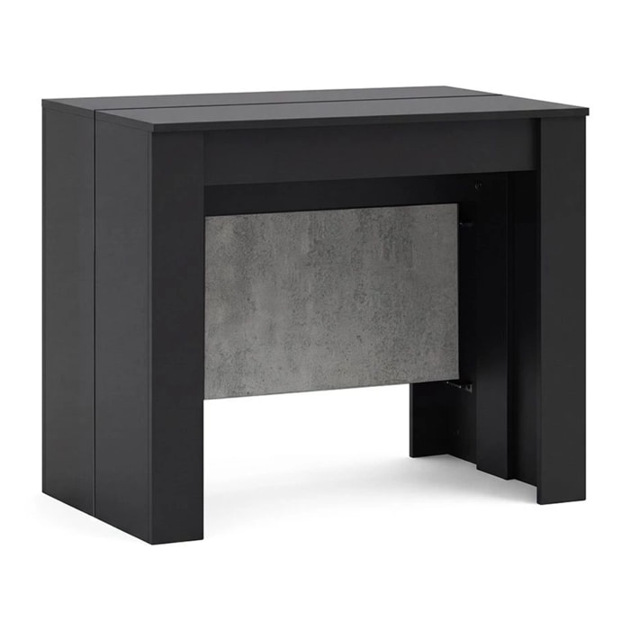 Mesa consola extensible en negro mate y gris cemento 50-235x90 cm Denis Negro Mate - Gris Cemento