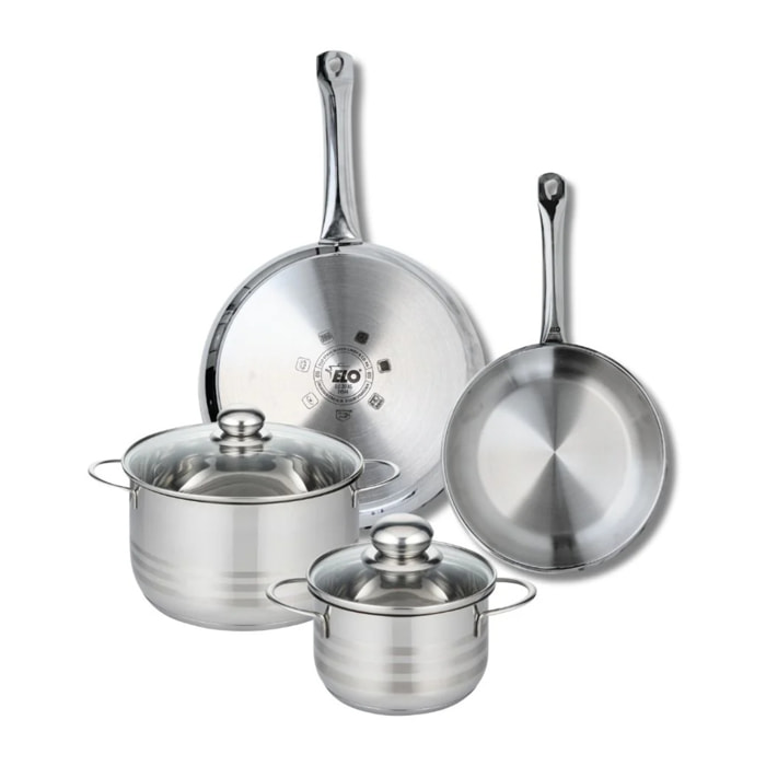 Ensemble de 2 Poêles de cuisson 24 et 28 cm et 2 faitouts 16 et 20 cm Elo Profi Brillant
