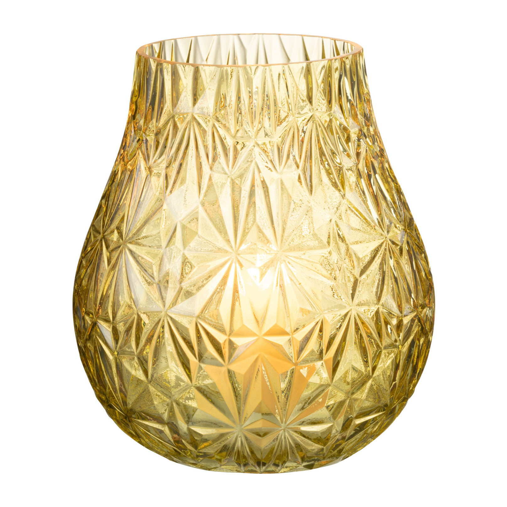 J-Line vase Nox Taillé - verre - jaune - small - 22.5 cm de hauteur