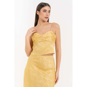 Kocca - Top da donna con scollo a cuore in jacquard floreale Donna