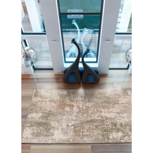 ONA Alfombra abstracta con flecos beige y verde, varias medidas disponibles.