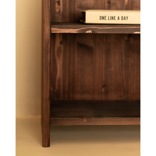 Mesita de noche de madera maciza en tono nogal de 50x42cm Alto: 50 Largo: 42 Ancho: 27