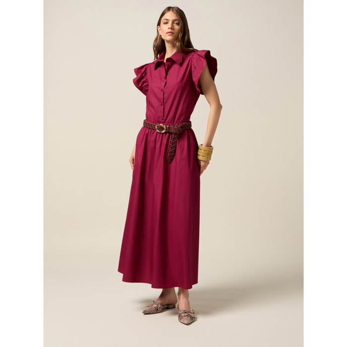 Oltre - Falda midi de popelina - Burgundy