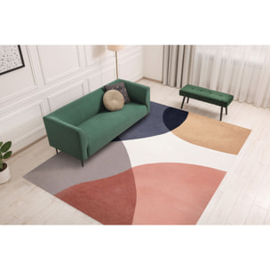 Alfombra de vinilo Eclipse azul 200x266 cm -PVC antideslizante, vinilica para cocina o salón, lavable, estilo abstracto