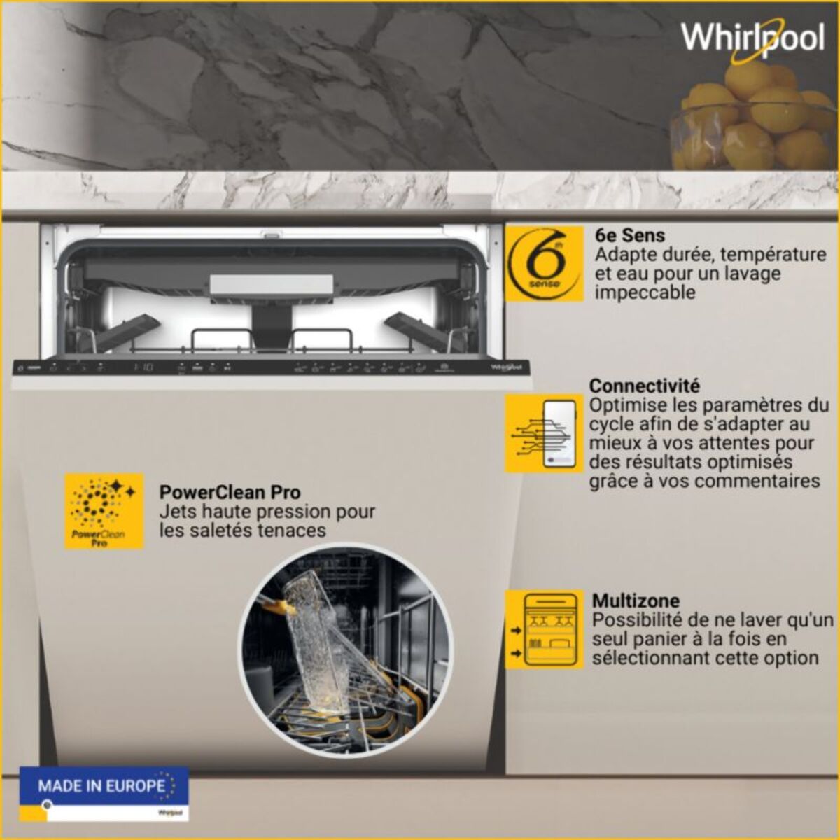 Lave vaisselle encastrable WHIRLPOOL WH6ITA14B1N6LW