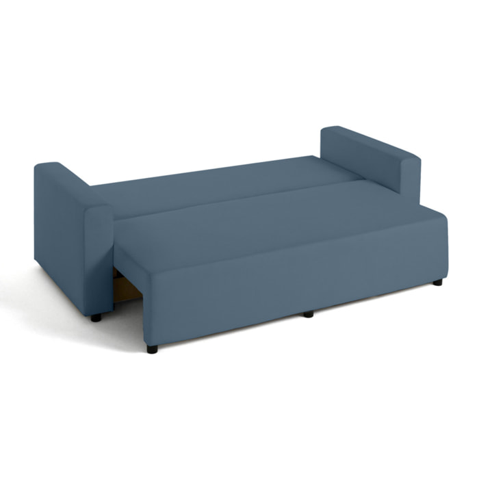 Regala - canapé 3 places - convertible avec coffre - en tissu - Bleu Ardoise