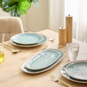Plat Pia ovale 15,6x31cm bleu
