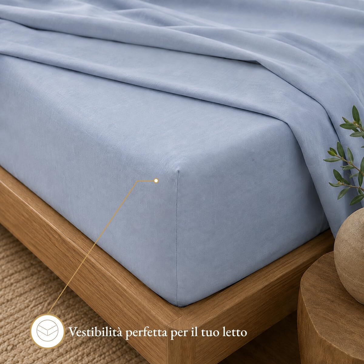 Completo lenzuola in cotone - Blu
