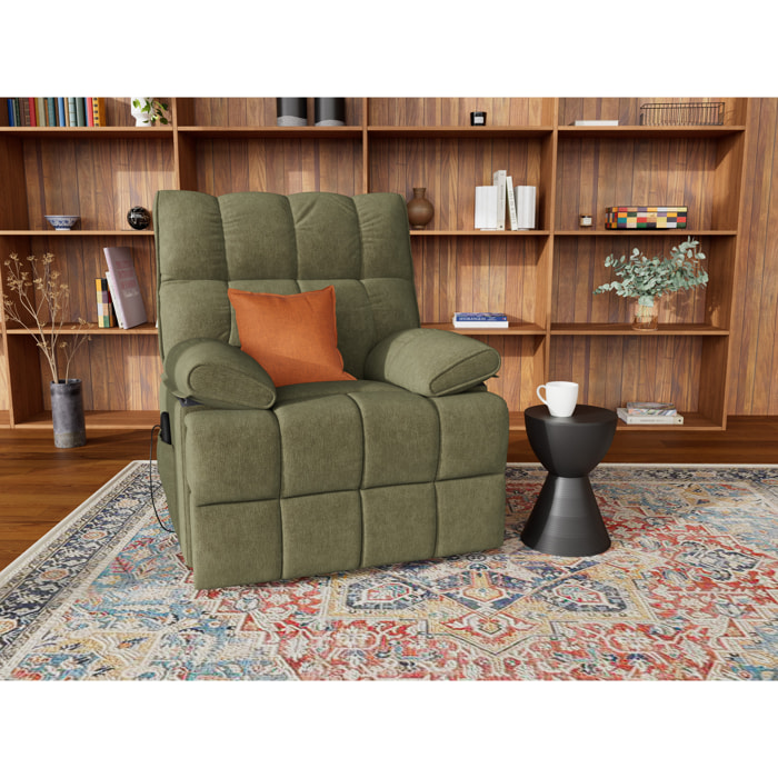 Chandler - Fauteuil relax électrique en velours texturé - Vert