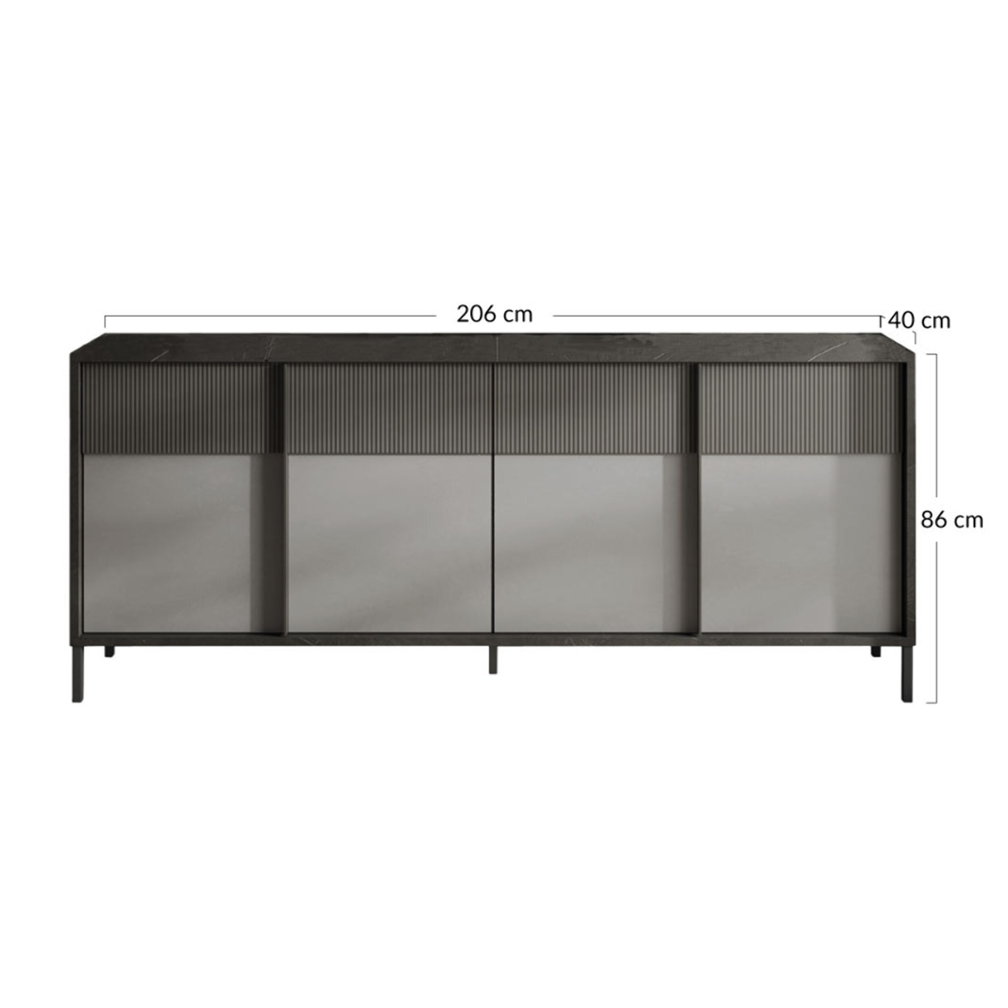Jules - buffet bas - 4 portes - 206 cm - Gris / Bois